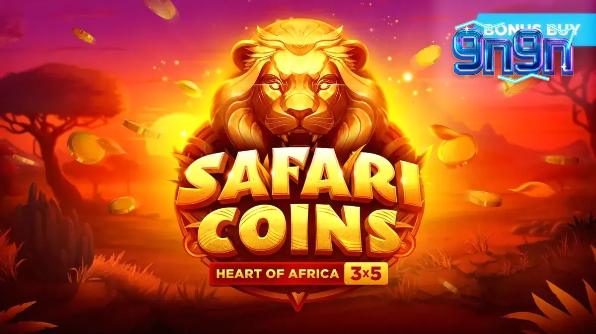 Pemandangan visual slot Safari Coins dengan latar belakang sabana Afrika yang megah.